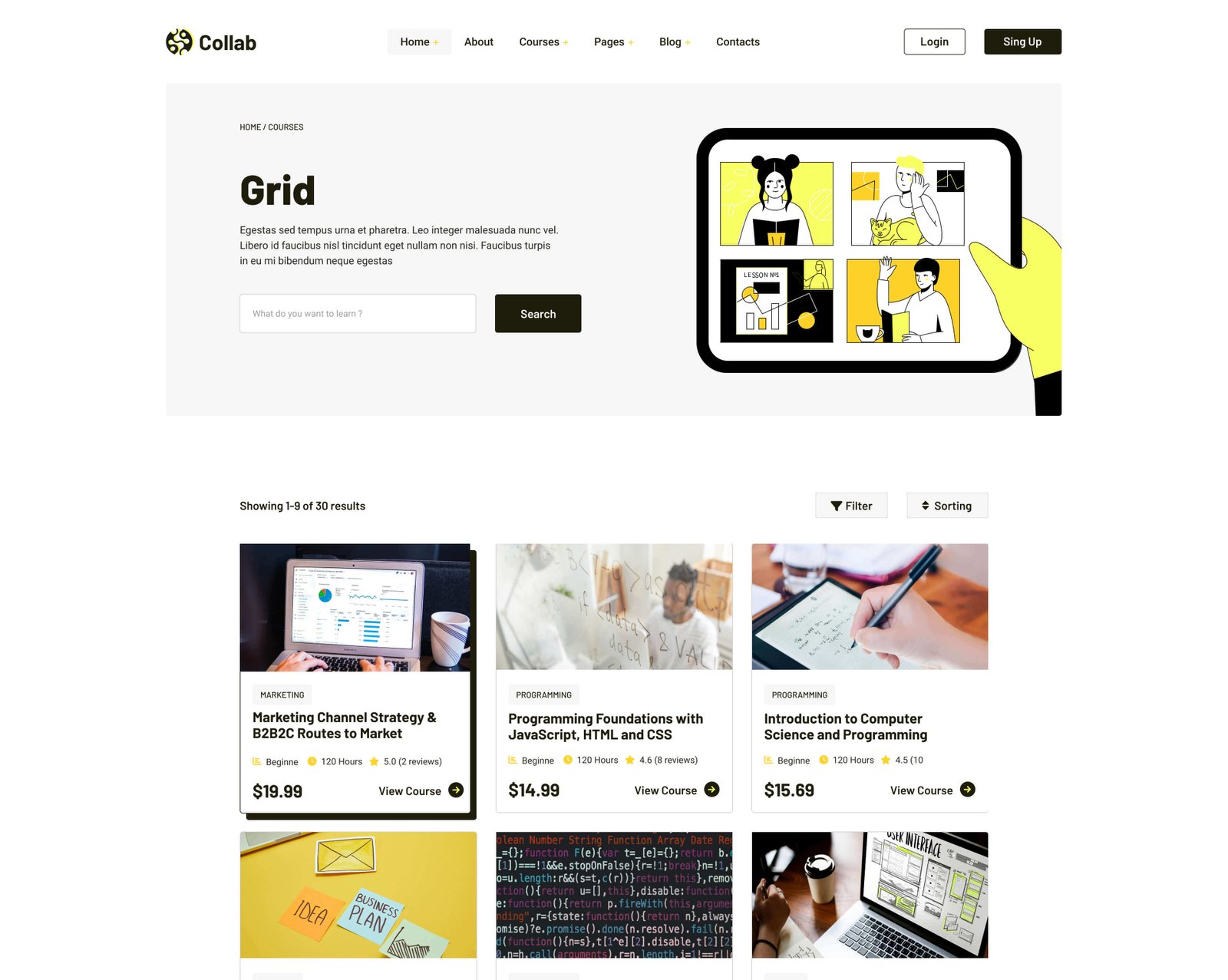 Course Grid Page